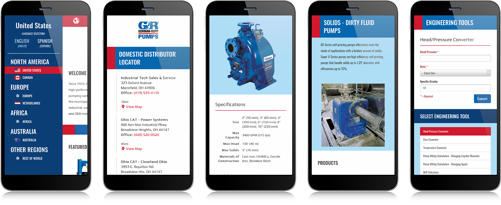Gorman-Rupp Pumps Website Mobile Screens