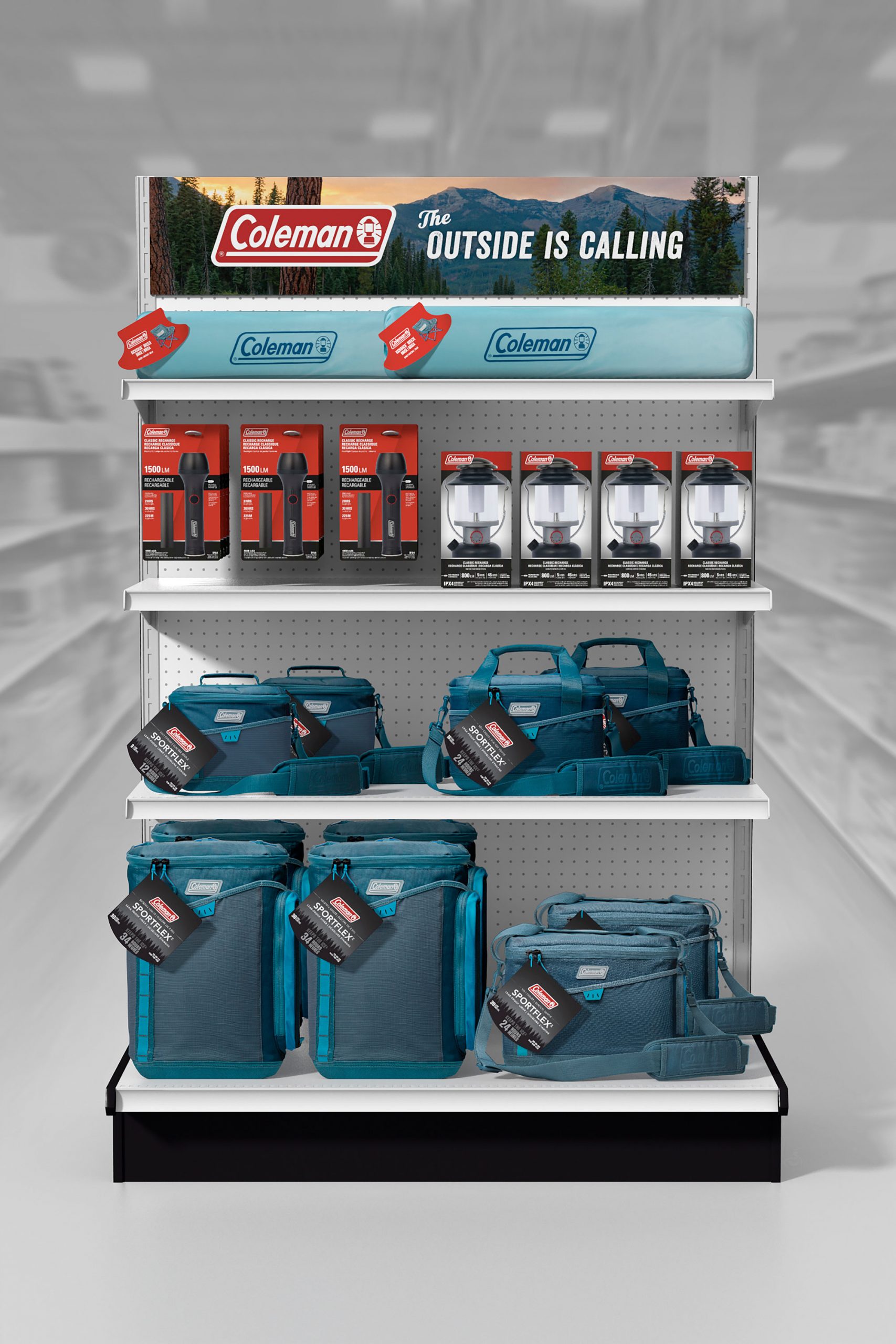 111183_Coleman-EndCap-Rendering Coleman In store Endcap Display 3D Rendering
