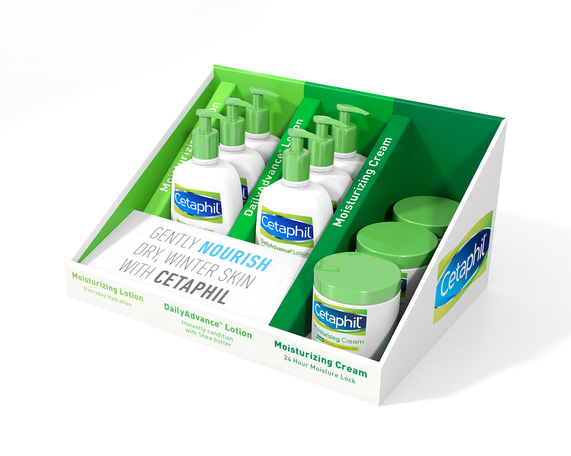 93482_Cetaphil-Cleansing_Moisturizing-PDQ Cetaphil In Store Display 3D Rendering